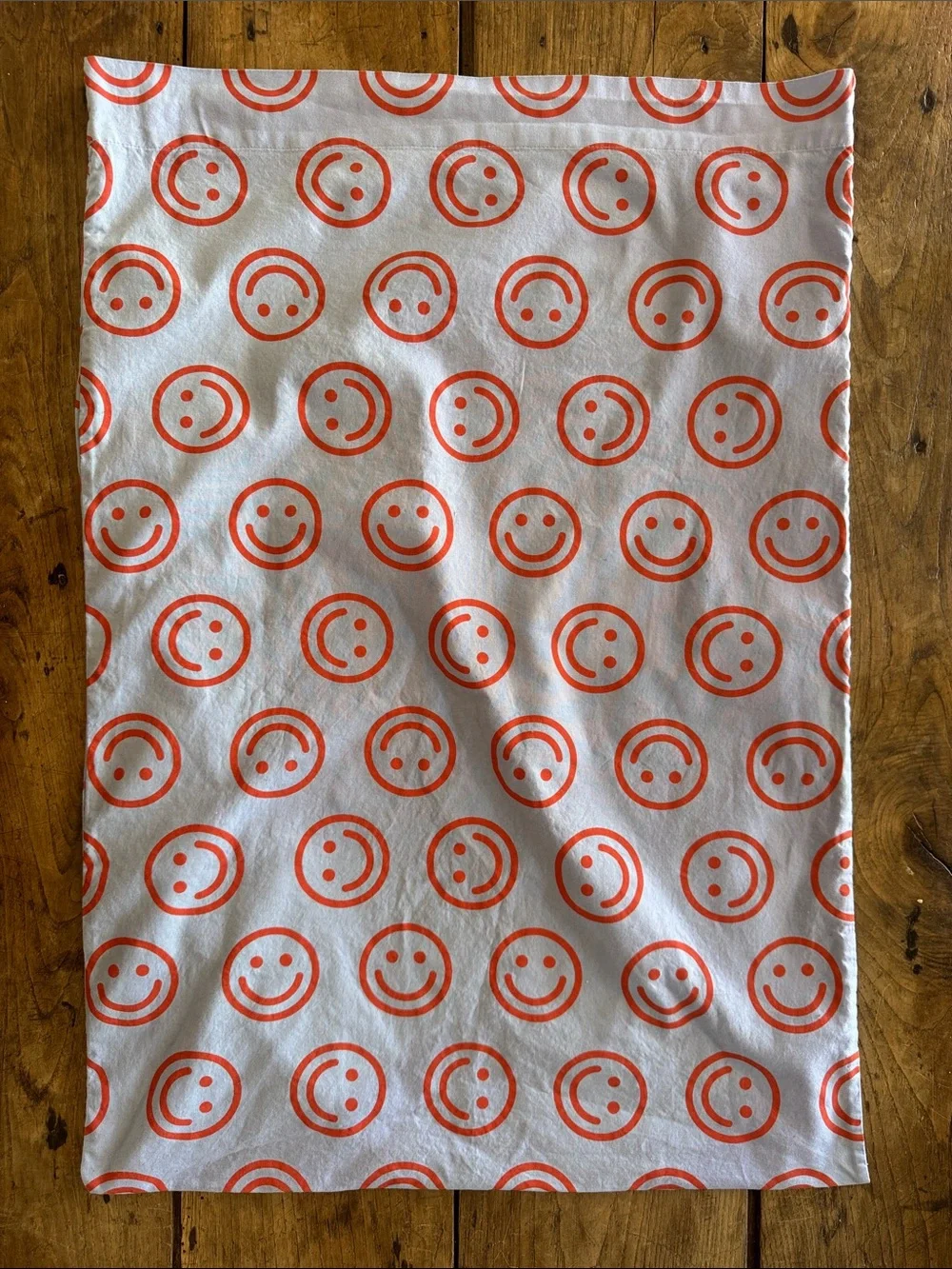 BAGGU organic cotton Blue & orange Smiley face Pattern super rare pillowcase EUC